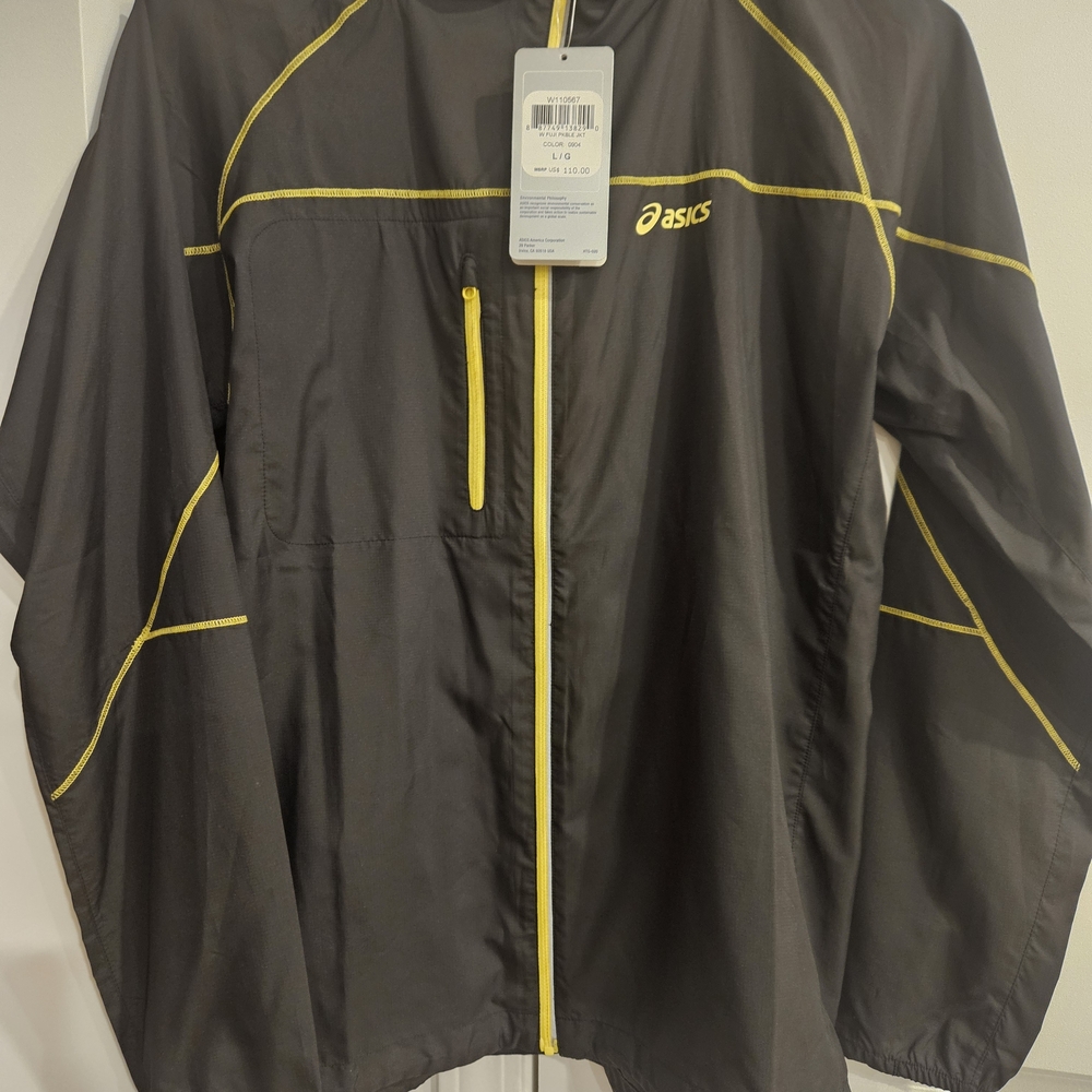 ASICS Women's Windbreaker in Black with Yellow Accents